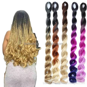 Hot sell  20inch 100g wholesale crochet braid fiber jumbo braids deep wave hair ombre synthetic braiding hair extensions